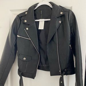 Faux leather moto jacket